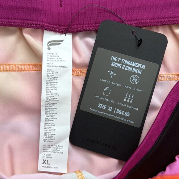 Fabletics Men's 7" The Fundamental Short II (Unlined) Multicolor Size XL NWT - Picture 3 of 5